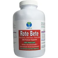 VitalLife Rote Beete Bete Beetroot 360 Wurzelpulver Kapseln. Reich