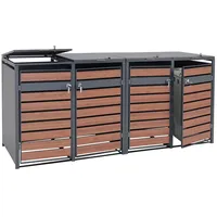 Mendler 4er Mülltonnenverkleidung HWC-J81, Mülltonnenbox, erweiterbar, Metall 100kg, anthrazit