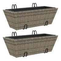 VidaXL Pflanzkasten mit Haken 2 Stk. Grau Poly Rattan
