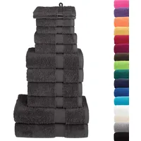 VidaXL 12-tlg. Premium-Handtuch-Set SOLUND Anthrazit 600 g/m2,