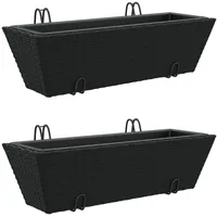 VidaXL Pflanzkasten mit Haken 2 Stk. Schwarz Poly Rattan