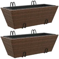 VidaXL Pflanzkübel mit Haken 2 Stk. Braun Poly Rattan
