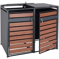 MCW 2er Mülltonnenverkleidung MCW-J81, Mülltonnenbox, erweiterbar, Metall 50kg, anthrazit