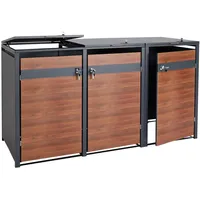 MCW 3er Mülltonnenverkleidung MCW-J82, Mülltonnenbox, erweiterbar, Metall 80kg, anthrazit