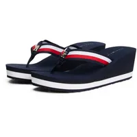 Tommy Hilfiger Corporate Beach Sandal mit Keilabsatz, Blau Space