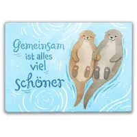 Speecheese Otter Pärchen Schneidebrett mit Spruch Gemeinsam ist alles