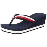 Tommy Hilfiger Corporate Beach Sandal mit Keilabsatz, Blau Space