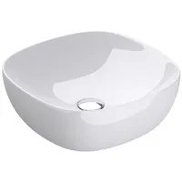 Doporro Aufsatzwaschbecken Keramik Waschbecken Waschschlae 405x405x140 mm Gäste-WC weiß