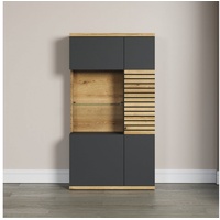 INOSIGN Highboard »Galway«, Vitrine in angesagter Rillenoptik mit viel