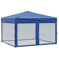 VidaXL Partyzelt Faltbar mit Mesh-Seitenwänden Blau 3x3 m