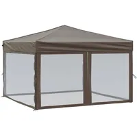VidaXL Partyzelt Faltbar mit Mesh-Seitenwänden Taupe 3x3 m
