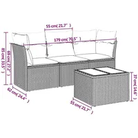 VidaXL 4-tlg. Garten-Sofagarnitur mit Kissen Schwarz Poly Rattan