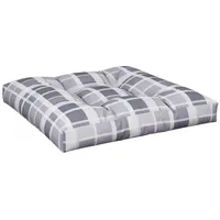 VidaXL Sitzauflage Palettenkissen Grau Karomuster 80x80x12 cm Stoff, (1
