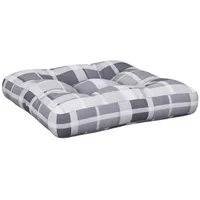 VidaXL Sitzauflage Palettenkissen Grau Karomuster 60x60x12 cm Stoff, (1