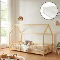[en.casa] Kinderbett Sisimiut mit Matratze 90x200 cm Holzfarben