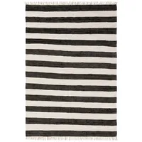 Benuta Basic Baumwollteppich Tom - Schwarz/Creme 70x120 cm -