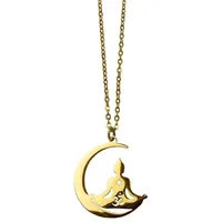 Saraswati Halskette Buddha Moon Edelstahl vergoldet