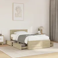 VidaXL Bettgestell mit Kopfteil Sonoma-Eiche 90x200 cm Holzwerkstoff