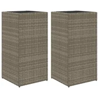 VidaXL Pflanzkübel 2 Stk. Grau 40x40x80 cm Poly Rattan