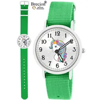 Brecjon Armbanduhr Mädchen Einhorn Lernuhr 5ATM Armband grün 903