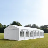 TOOLPORT PRO 6x14m Partyzelt, PVC-Plane, weiß, mit Bodenrahmen -