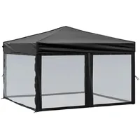 VidaXL Partyzelt Faltbar mit Mesh-Seitenwänden Schwarz 3x3 m