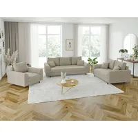 S-style möbel - Polstergarnitur 3+2+1 mit Braun Holzfüßen im