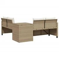 VidaXL Gartensofa in L-Form mit Tisch und Kissen Beige