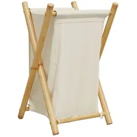 VidaXL Wäschekorb Cremeweiß 41,5x36x63,5 cm Bambus