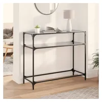 VidaXL Konsolentisch mit Glasplatte Schwarz 98x35x81 cm Stahl