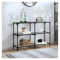 VidaXL Konsolentisch mit Glasplatte Transparent 118,5x30x81 cm Stahl