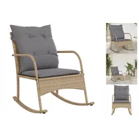VidaXL Garten-Schaukelstuhl mit Kissen Beige Poly Rattan