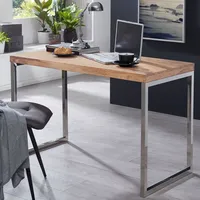 FineBuy Massivholz Schreibtisch Anrichte Computertisch Konsolentisch / Beige