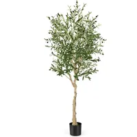Costway 2er Set künstlicher Olivenbaum, 182 cm, Zimmerpflanze mit