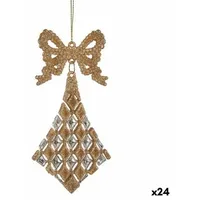 Krist+ Weihnachtsschmuck Schleife Rhombusse champagne Kunststoff Glitzernd 7,5 x