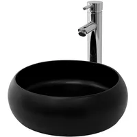 ML-Design Waschbecken aus Keramik Schwarz Matt, 35x12 cm, Runde