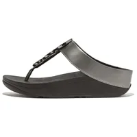 FitFlop Halo Bead-Circle Metallic Toe-Post Schwarz 38