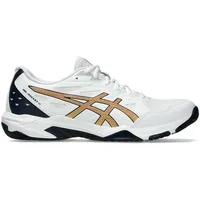 Asics Hallen-Indoorschuhe Gel Rocket 11 (multifunktional/Stabiltät) 2024 weiss/schwarz/gold Herren