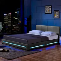 Home Deluxe LED Bett Asteroid - Dunkelgrau, 160 x