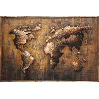 Garden Pleasure Wandbild 3D Weltkarte braun, Metall