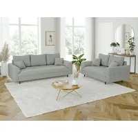 S-style möbel Polstergarnitur 3+2 Zara mit Braun Holzfüßen im