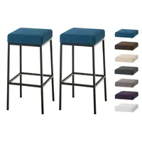 CLP 2er Set Barhocker Montreal Stoffbezug blau/schwarz