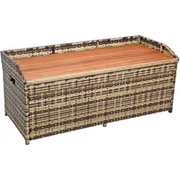 Estexo Polyrattan Gartenbank Sitzbank mit Auflagenbox Kissenbox Rattan Kissentruhe