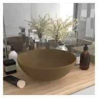 VidaXL Waschbecken Keramik Mattcreme Rund