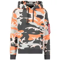 Alpha Industries Back Print Camo Kapuzenpullover Orange Grey Camo