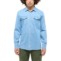 Mustang Langarmhemd Style Duver Jeansoptik mit aufgesetzten Brusttaschen blau