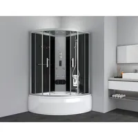 SANOTECHNIK Dampfdusche Schwarz, Weiß, Glas, 120x120x227 cm, Badezimmer, Baden
