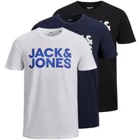 JACK & JONES Corp Logo Kurzarm-T-Shirt 3 Einheiten White