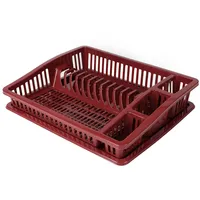 URBAN LIVING Sonoma Geschirrkorb mit Tablett, Farbe Ruby Wine,