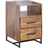 FineBuy Nachttisch FineBuy Nachtkommode Boxspringbett Massivholz 40x35x66 cm Schubladen